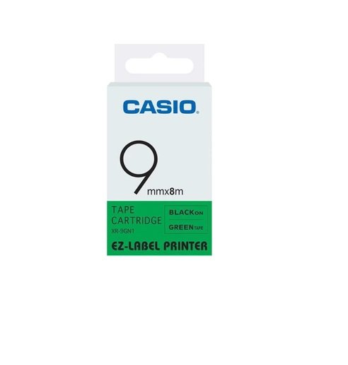 CASIO XR9GN1 TAPE CARTRIDGE BLK-GRN