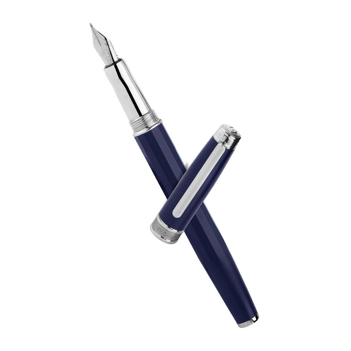 INTELLIO FP13CTP1 MYSTIQUE MATTE BLUE & CHROME FOUNTAIN PEN