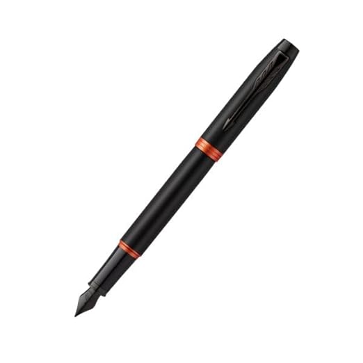 PARKER IM FLAME ORANGE BLACK FOUNTAIN PEN MEDIUM NIB