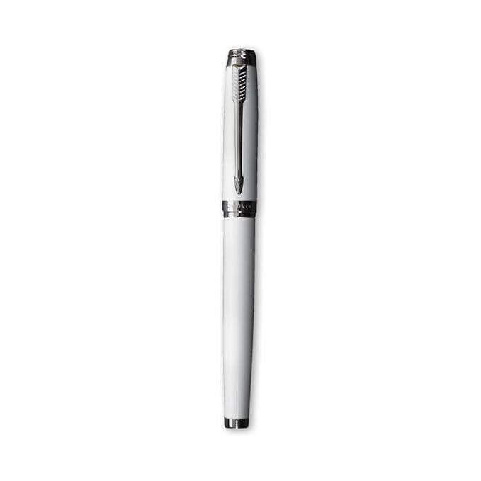 PARKER AMBIENT WHITE CHROME TRIM ROLLER BALL PEN