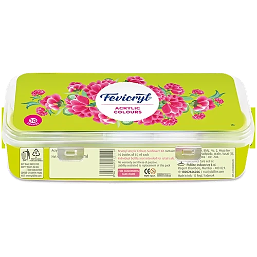 FEVICRYL ACRYLIC SUNFLOWER KIT 150ML 10 SHADES 15ML EACH