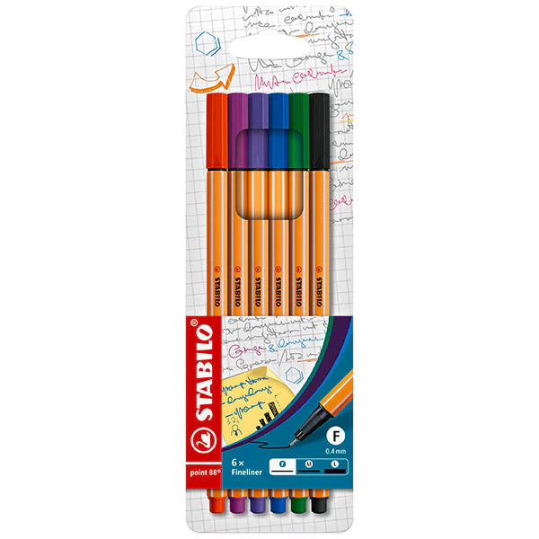 STABILO 8806 POINT FINELINER PEN 6PCS SET