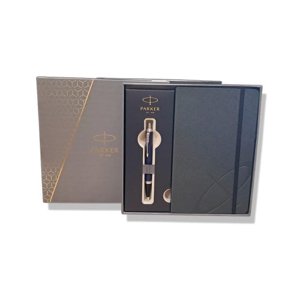 IM BLUE CHROME TRIM BALL PEN WITH PARKER NOTEBOOK