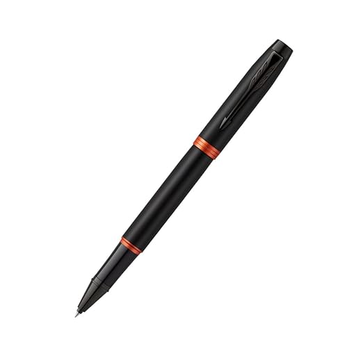 PARKER IM FLAME ORANGE BLACK ROLLER BALL PEN