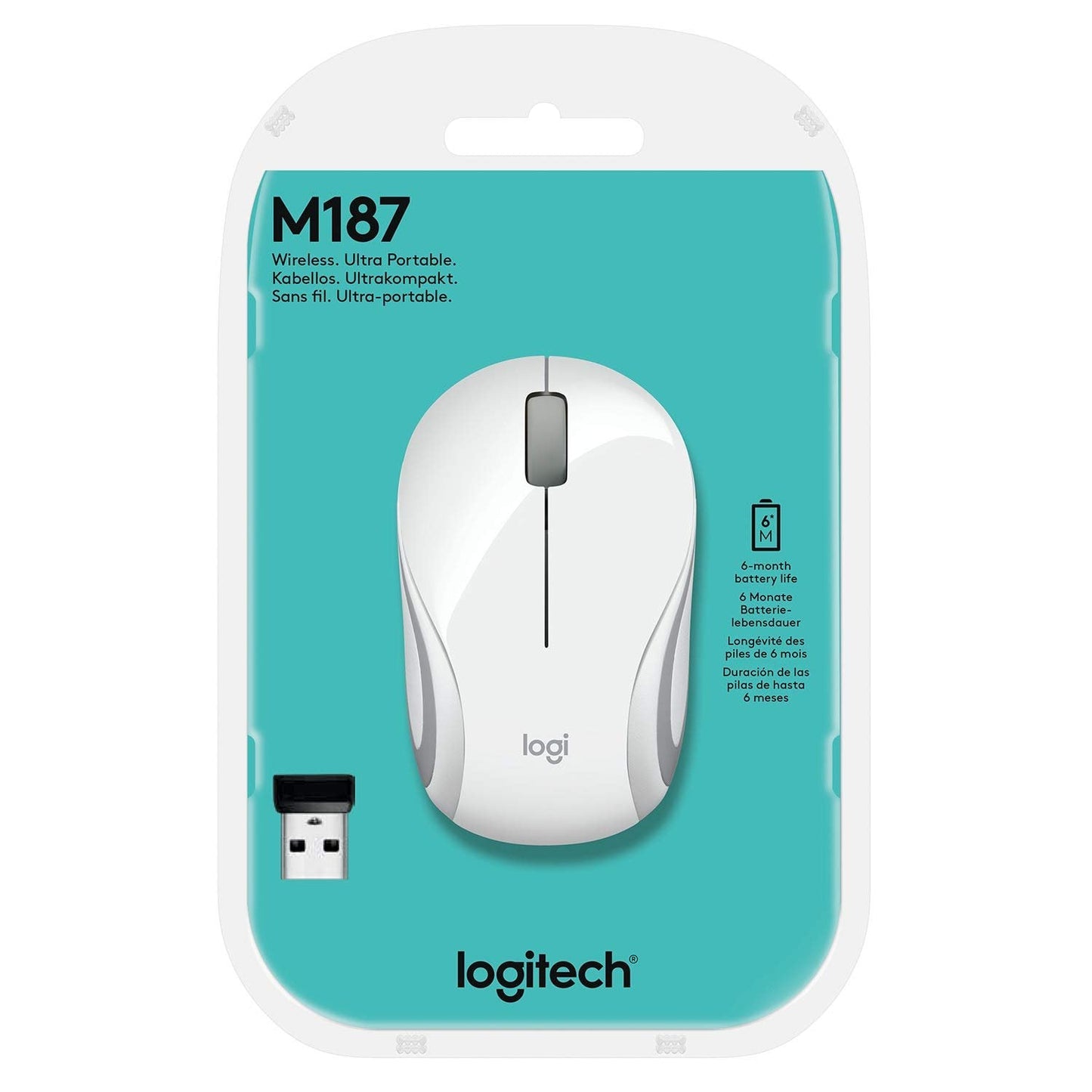 LOGITECH M 187 WHITE WIRELESS MOUSE