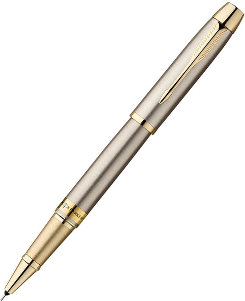 PARKER ODYSSEY BRUSHED METAL GOLD TRIM ROLLER BALL PEN