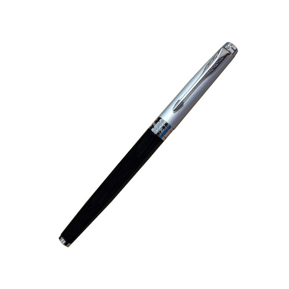 PARKER ASTER SILVER BLACK CHROME TRIM ROLLER BALL PEN + SPHOL