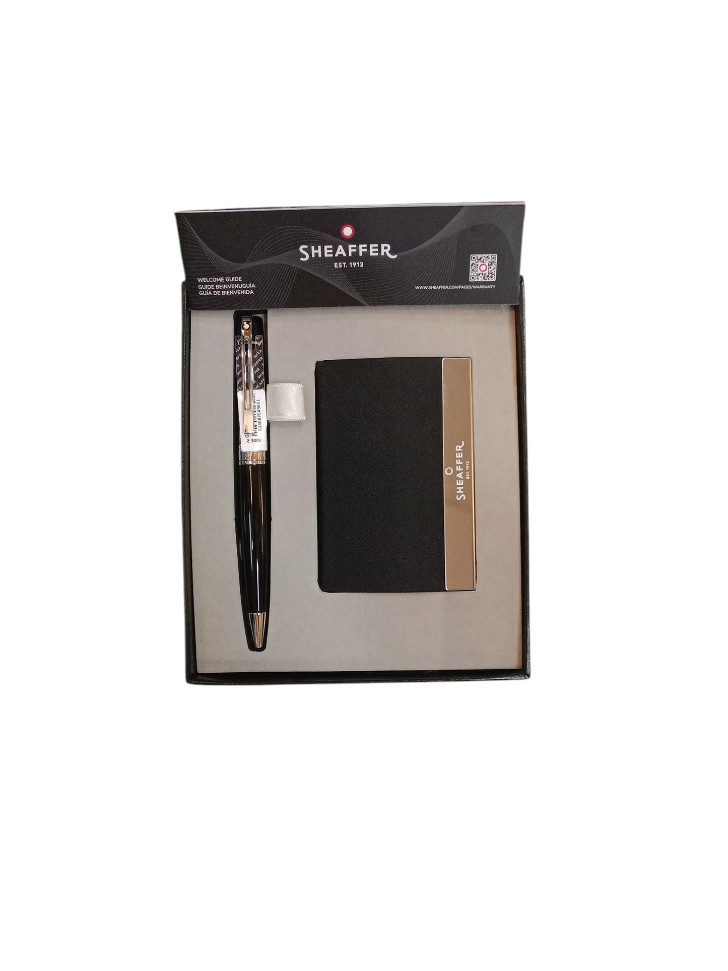 SHEAFFER 9312 GIFT SET 300 GLOSS BLACK CHROME TRIM BALL PEN