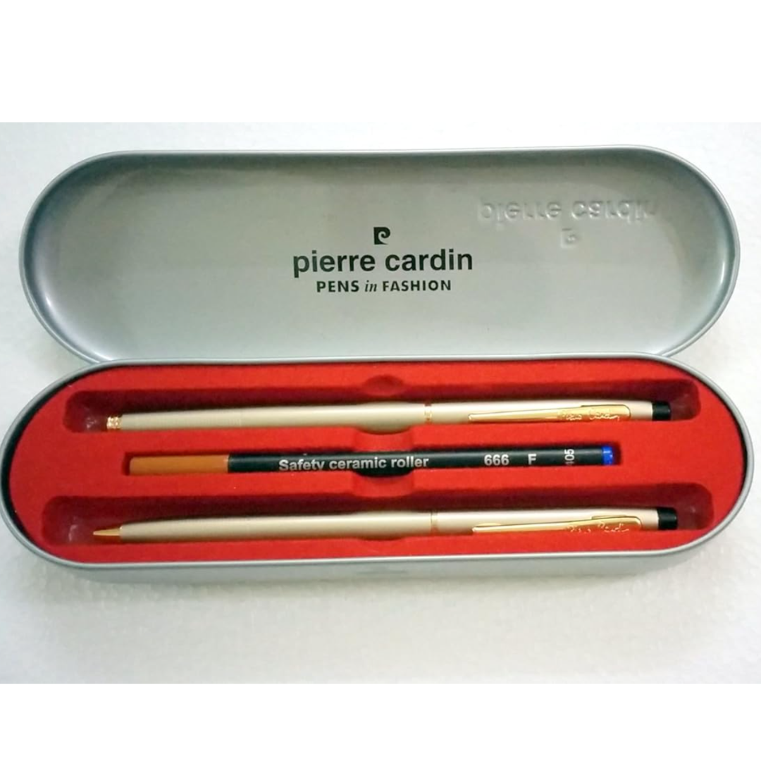 PIERRE CARDIN KRISS SATIN GOLD SET ROLLER BALL +BALL PEN