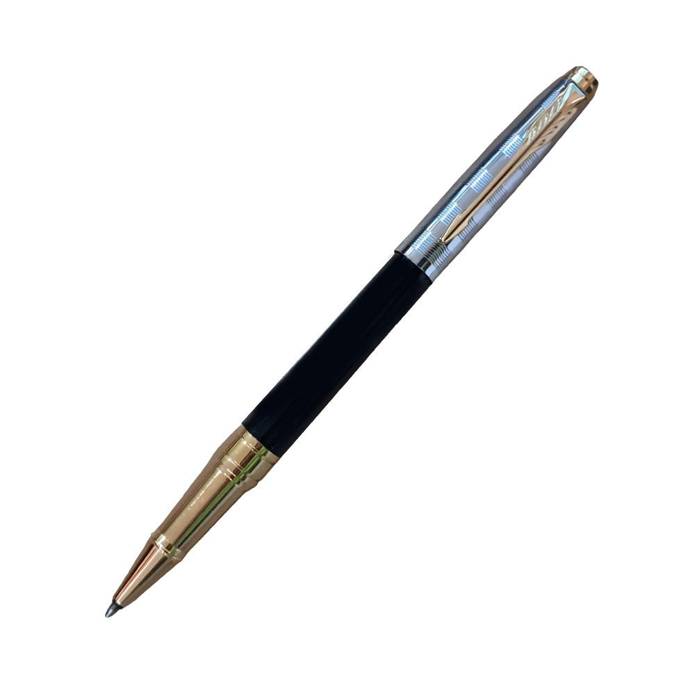PARKER ASTER DELUXE BLACK & CHROME GOLD TRIM ROLLER BALL PEN
