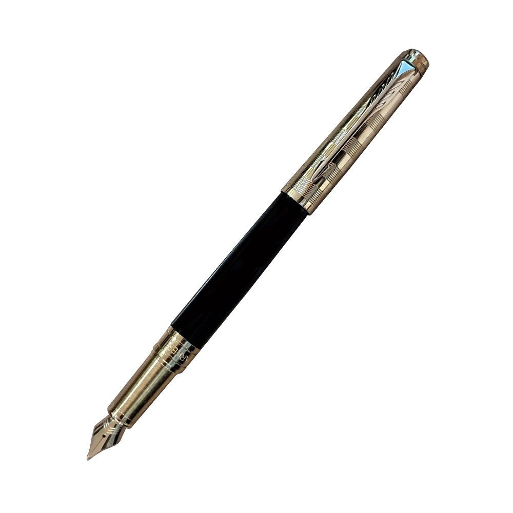 PARKER ASTER DELUXE BLACK & GOLD GOLD TRIM FOUNTAIN PEN