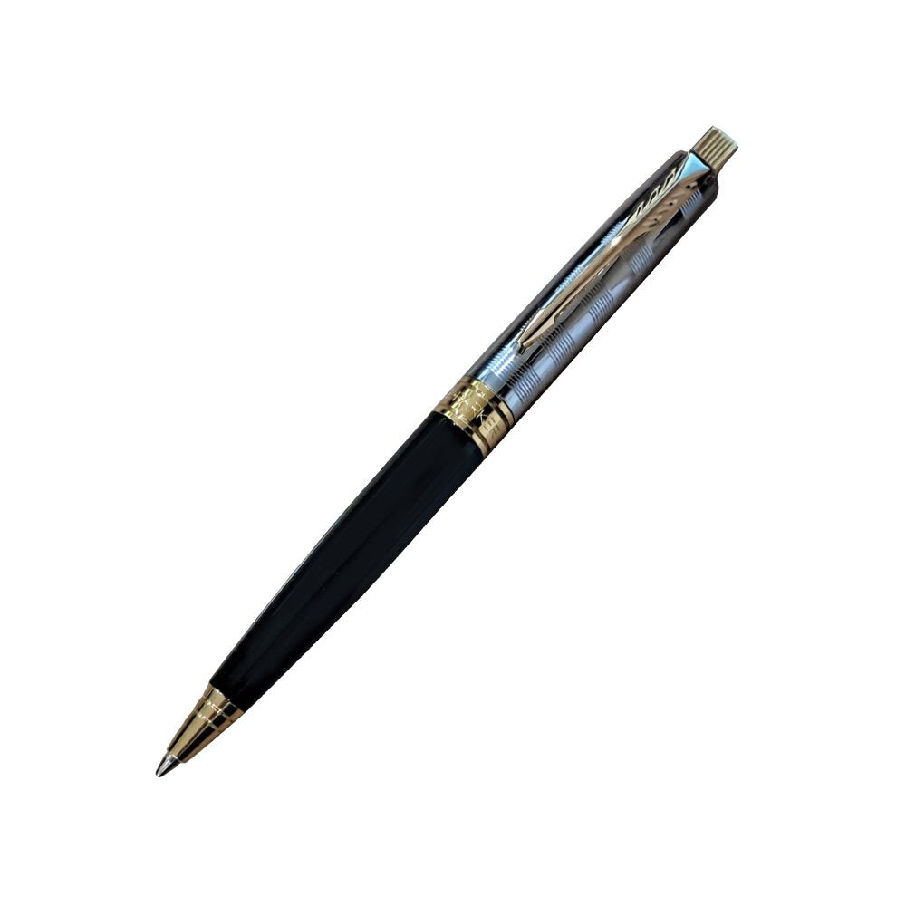 PARKER ASTER DELUXE BLACK & CHROME GOLD TRIM BALL PEN