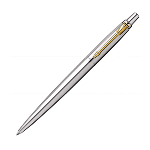 PARKER JOTTER LONDON STAINLESS STEEL GOLD TRIM BALL PEN