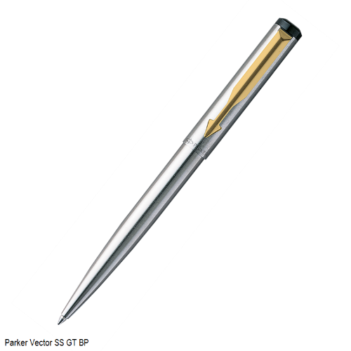 PARKER VECTOR STAINLESS STEEL GOLD TRIM BALL PEN