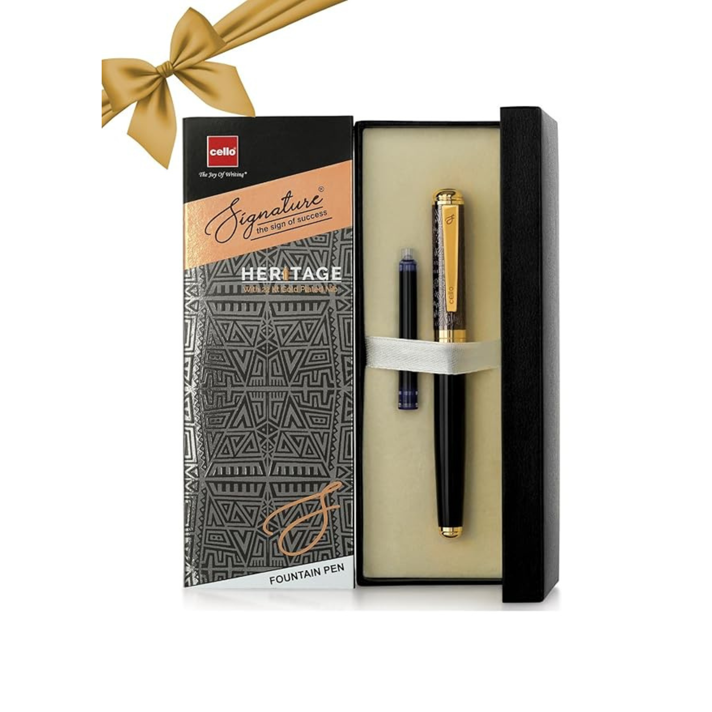 CELLO SIGNATURE HERITAGE FOUNTAIN PEN WITH 22KT GOLD PLATED NIB