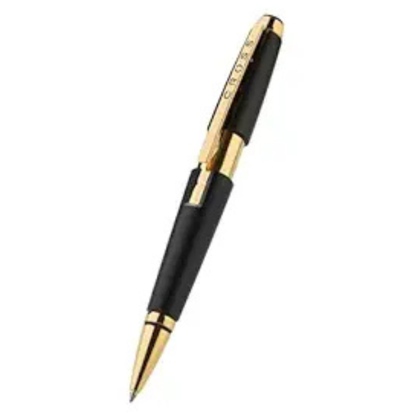 CROSS AT0555-20 EGDE MATTE BLACK GOLD TRIM 23KT GOLD PLATE ROLLER BALL PEN