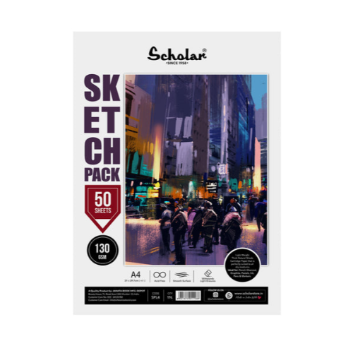 SCHOLAR SPL4 A4 SKETCH LOOSE DRAWING SHEET 130GSM 50SHEETS