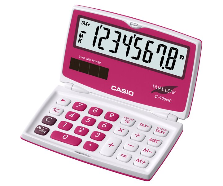 CASIO SL 100NC RED CALCULATOR