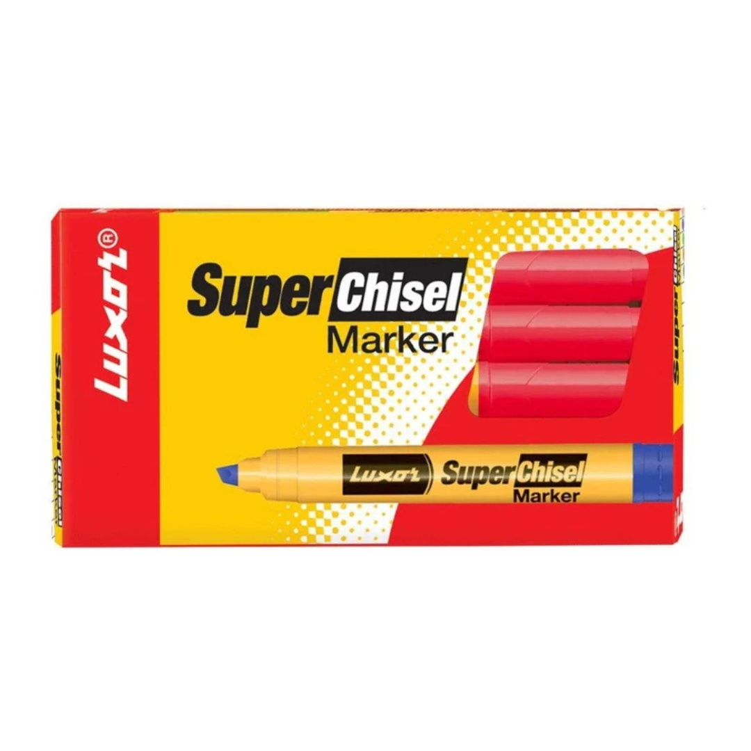 LUXOR 997N SUPER CHISEL MARKER BLACK PACK OF 10PCS - RED
