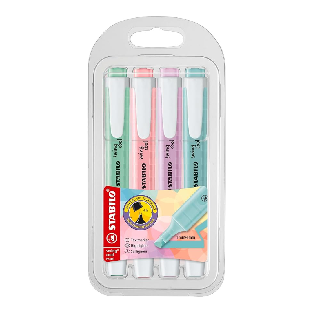 STABILO 275 SWING COOL PASTEL HIGHLIGHTER 4PCS SET