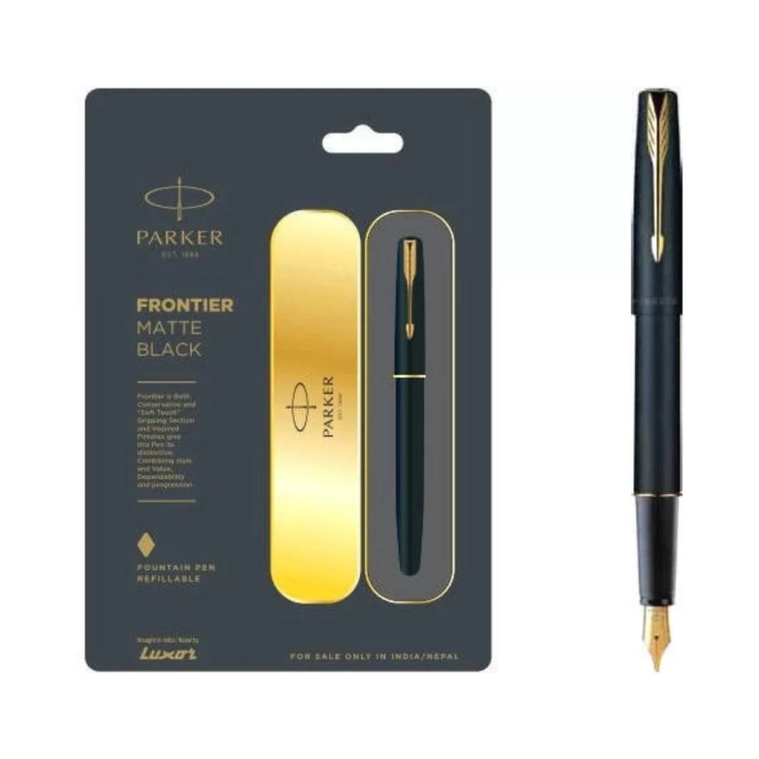PARKER FRONTIER MATTE BLACK GOLD TRIM FOUNTAIN PEN