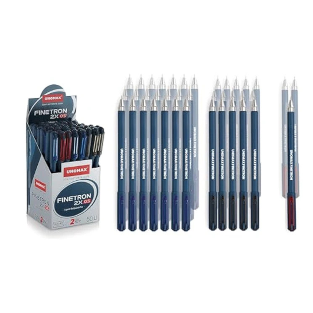 UNOMAX FINETRON 2X 0.5MM BALL PEN PACK OF 50N