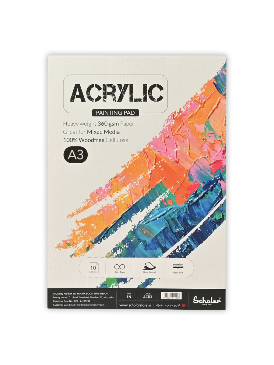 SCHOLAR ACR3 A3 ACRYLIC PAINTING PAD 360GSM 10SHEET