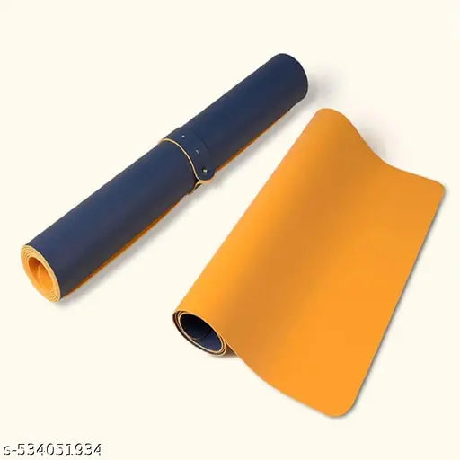 V-CUBE DESIGNS VEGAN LEATHER DESKMAT DUAL COLOR NAVY BLUE&YELLOW (60X35X0.18CM)
