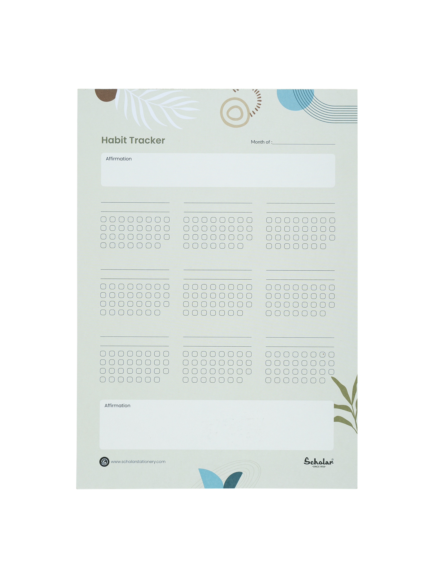 SCHOLAR HTMV A4 MONTHLY HABIT TRACKER 24SHEET VERTICAL
