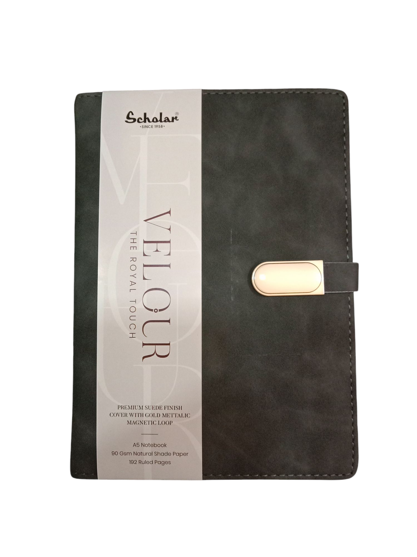 SCHOLAR VLR2 A5 VELOUR NOTEBOOK 192 PAGES - GREY