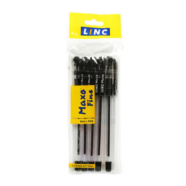 LINC MAXO FINE BALL PEN PACK OF 5PCS - BLACK