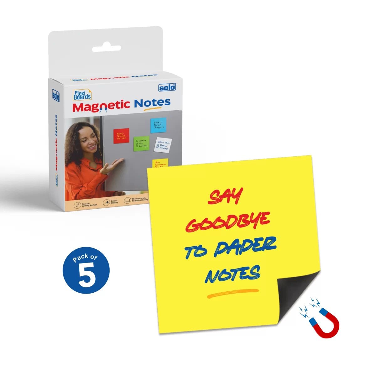 SOLO MSN05 MAGNETIC NOTES PACK OF 5