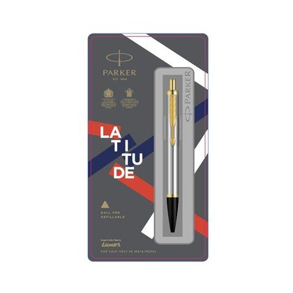 PARKER LATITUDE SHINY CHROME GOLD TRIM BALL PEN