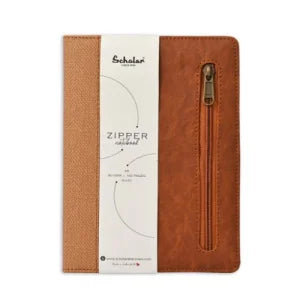 SCHOLAR ZPR2 A5 ZIPPER NOTEBOOK - TAN