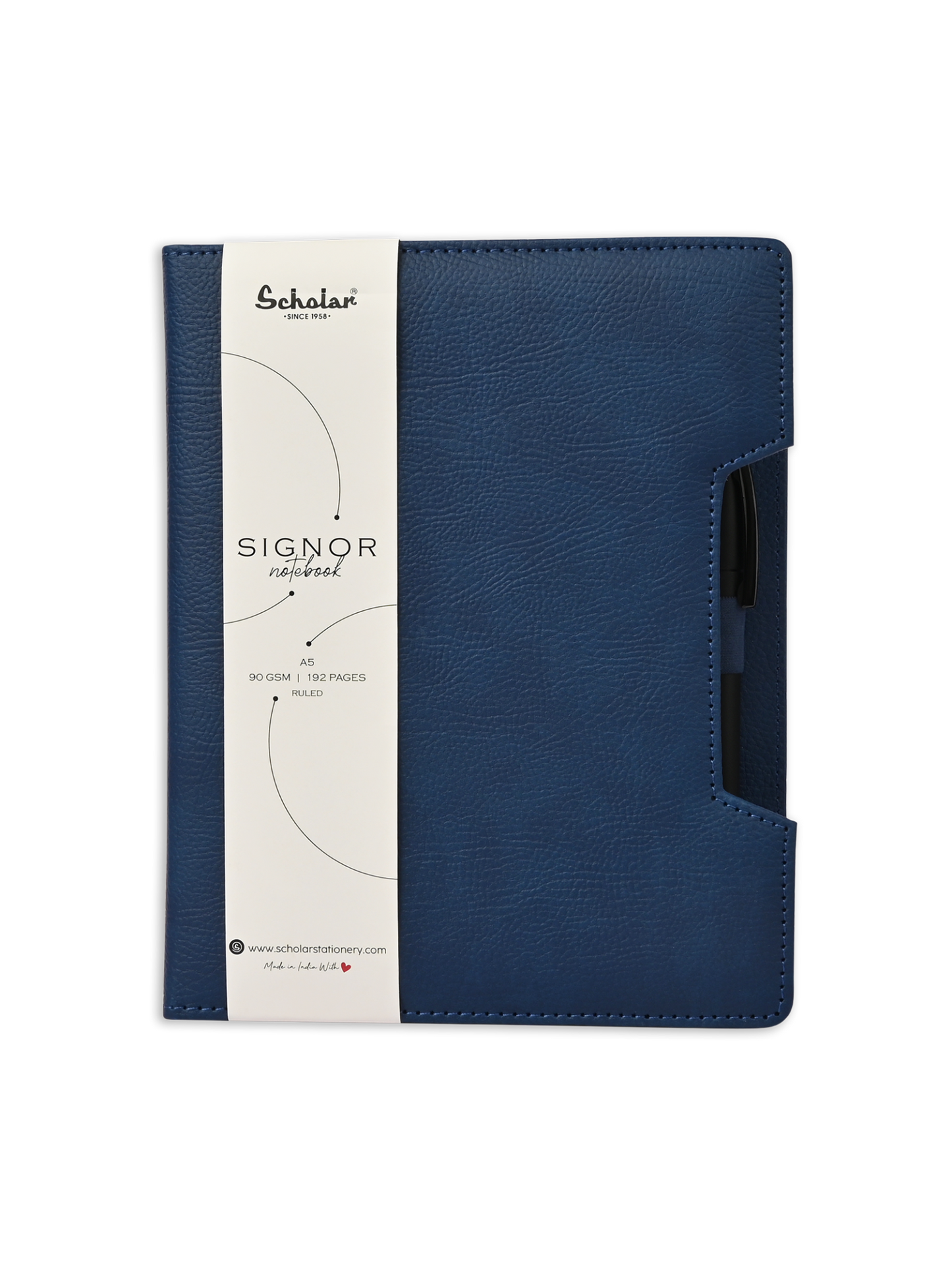 SCHOLAR SGN2 A5 SIGNOR NOTEBOOK WITH PEN - BLUE