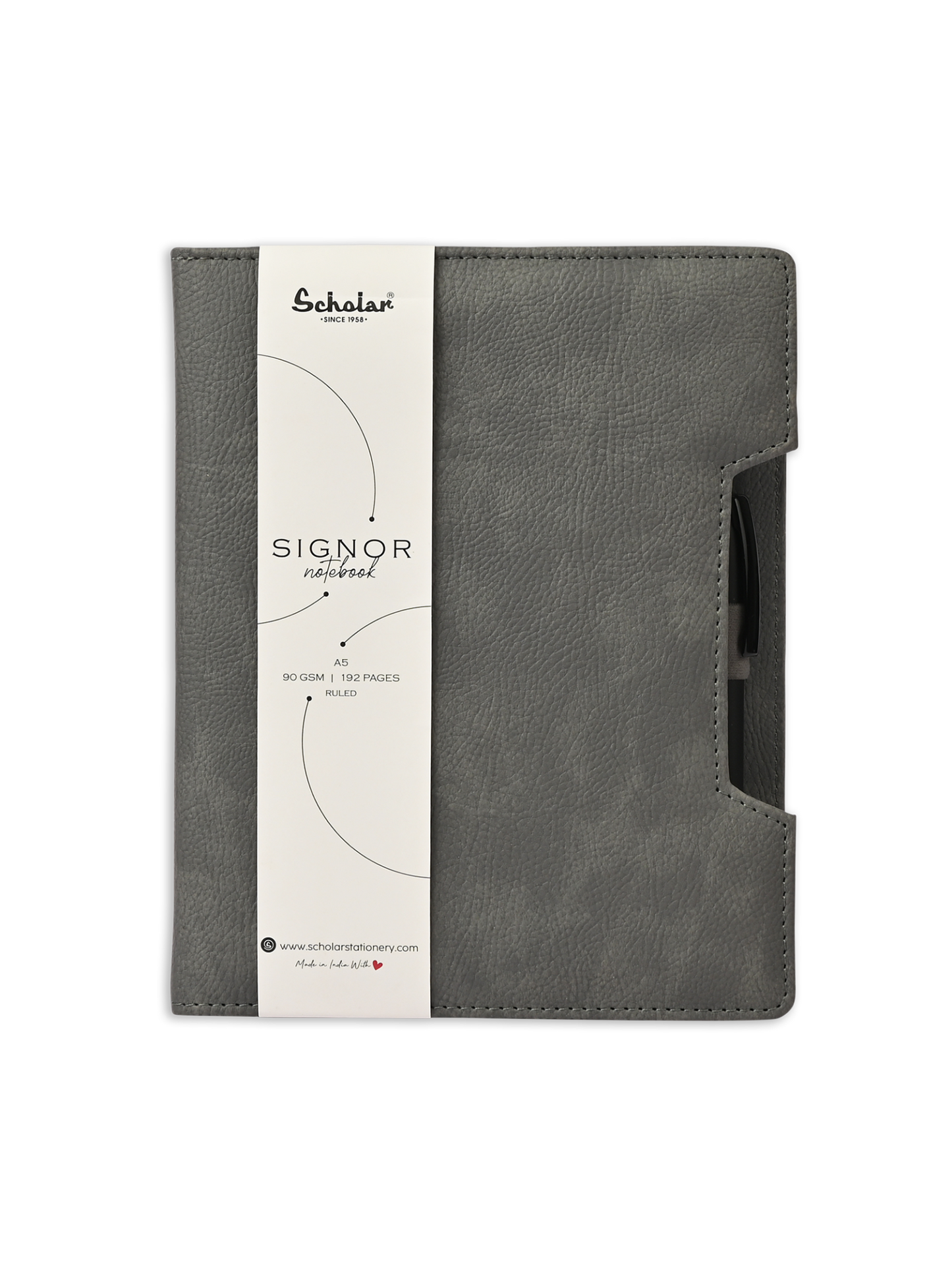 SCHOLAR SGN2 A5 SIGNOR NOTEBOOK WITH PEN - GREY