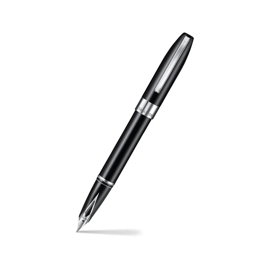 SHEAFFER LEGACY 9064 GLOSSY BLACK MEDIUM NIB FOUNTAIN PEN WITH CHROME PLATED TRIMS