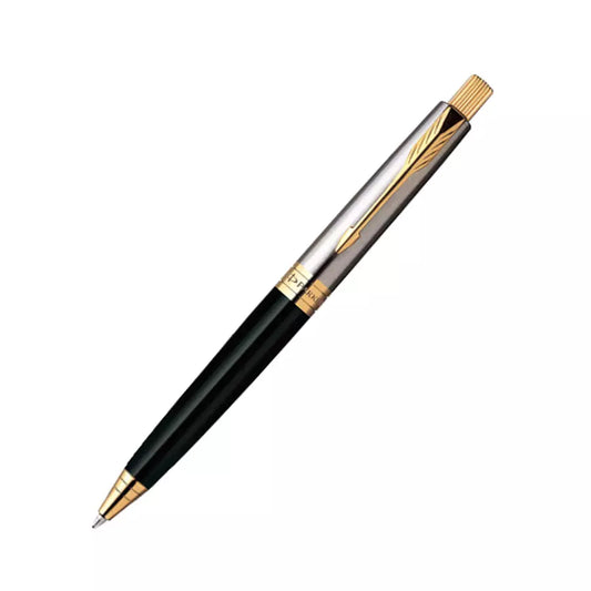 PARKER ASTER SHINY CHROME BLACK GOLD TRIM BALL PEN
