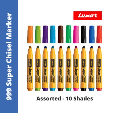 LUXOR 999 SUPER CHISEL MARKER ASSORTED COLOR PACK OF 10PCS