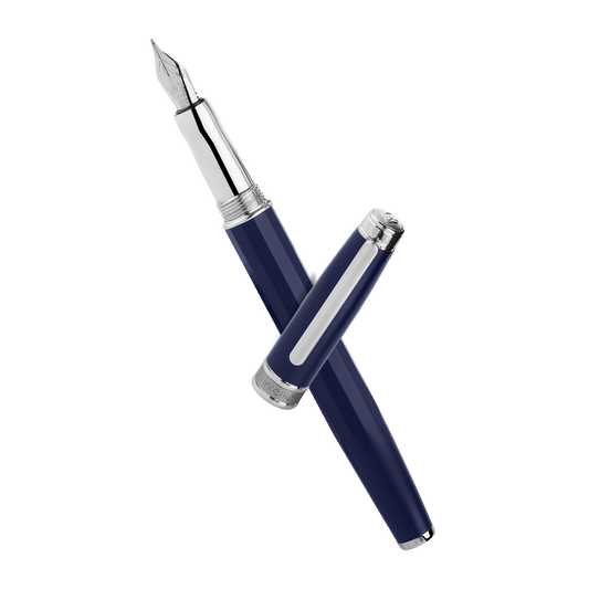 INTELLIO FP13CTP1 MYSTIQUE MATTE BLUE & CHROME FOUNTAIN PEN