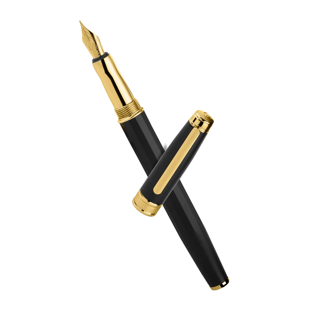 INTELLIO FP13GTP1 MYSTIQUE MATTE BLACK & GOLD FOUNTAIN PEN