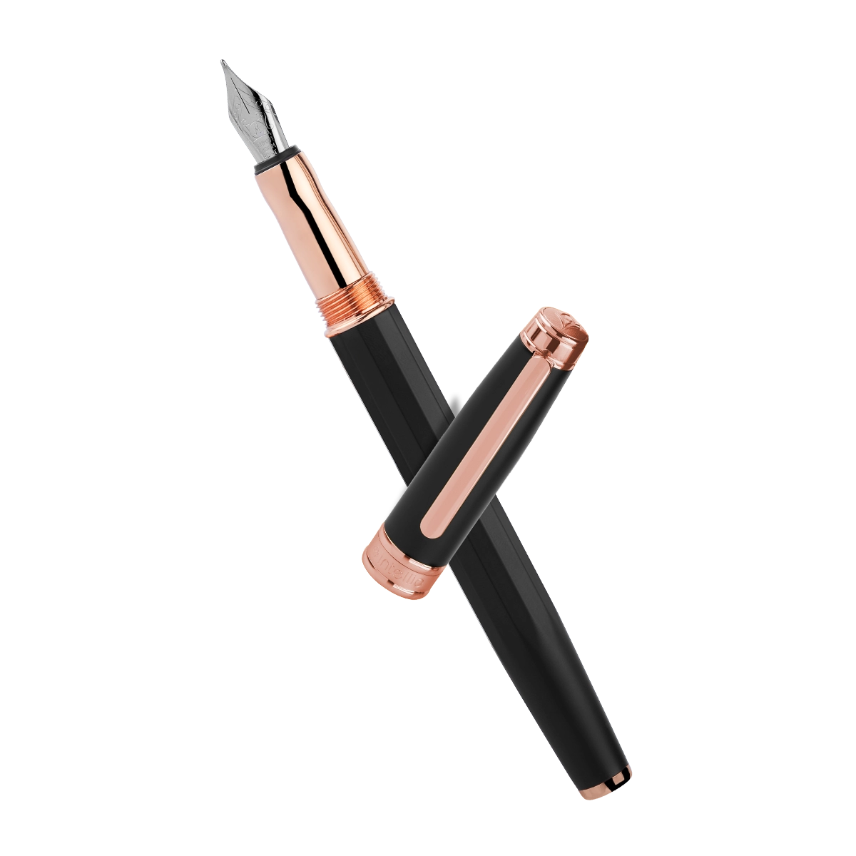 INTELLIO FP13RGP1 MYSTIQUE MATTE BLACK & ROSE GOLD FOUNTAIN PEN