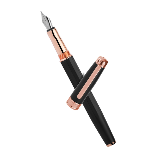 INTELLIO FP13RGP1 MYSTIQUE MATTE BLACK & ROSE GOLD FOUNTAIN PEN