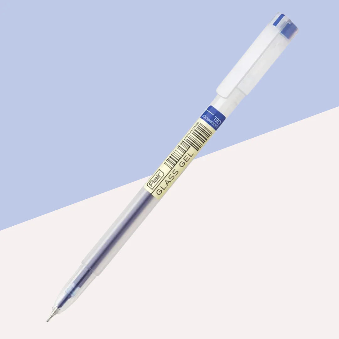 FLAIR GLASS GEL BLUE PEN PACK OF 10PCS