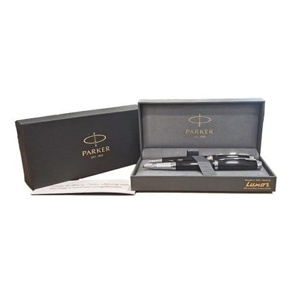 AMBIENT LACQUE BLACK CHROME TRIM FOUNTAIN PEN & ROLLER PEN SET