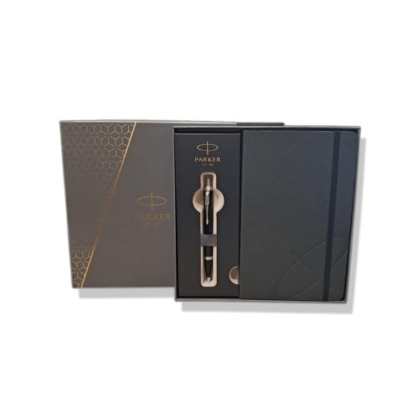 IM BLACK CHROME TRIM BALL PEN WITH PARKER NOTEBOOK