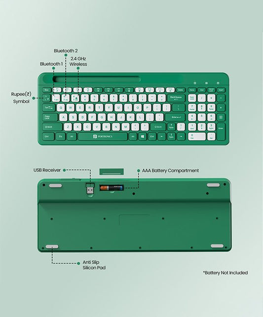PORTRONICS 2205 BUBBLE SQUARE WIRELESS KEYBOARD GREEN 2499