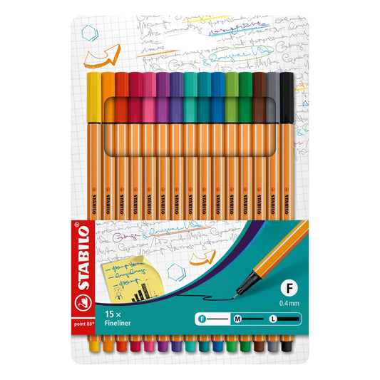 STABILO 8815 POINT FINELINER PEN 15PCS SET