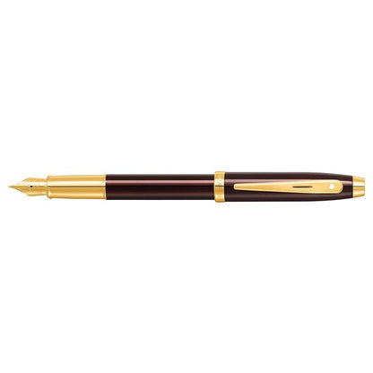 SHEAFFER 9370 COFFEE BROWN WITH PVD GOLD TRIM FOUNTAIN PEN