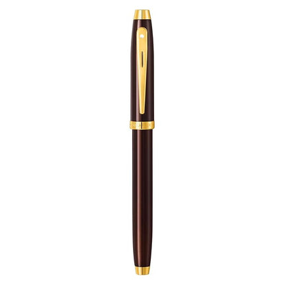 SHEAFFER 9370 COFFEE BROWN WITH PVD GOLD TRIM FOUNTAIN PEN